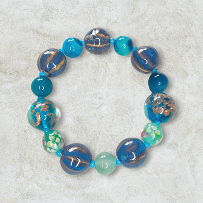 Blue Lampwork and Ceramic Bracelet