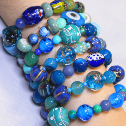 Blue Lampwork and Ceramic Bracelet - Image 3