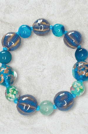 Blue Lampwork and Ceramic Bracelet