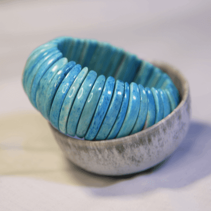 Blue Howlite Wide Stretch Bracelet - Image 4